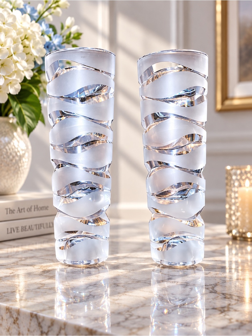 Cristal d’Arques Crescendo French Lead Crystal Candlesticks – Set of 2
